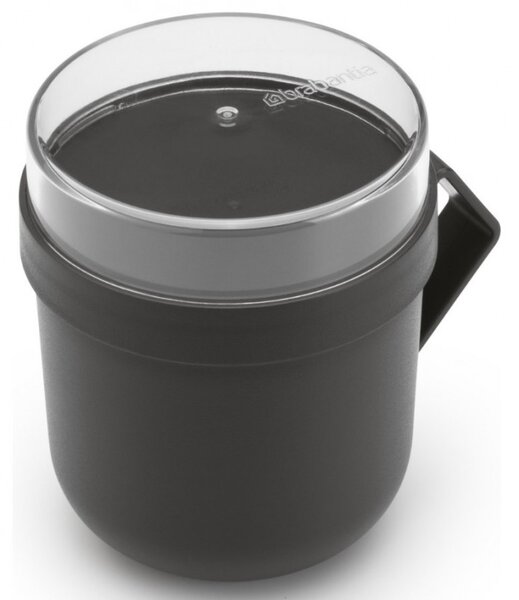 Чаша за супа с капак Brabantia Make&Take 1006293, 600+180 мл, Винтов капак, Без BPA, Тъмносив