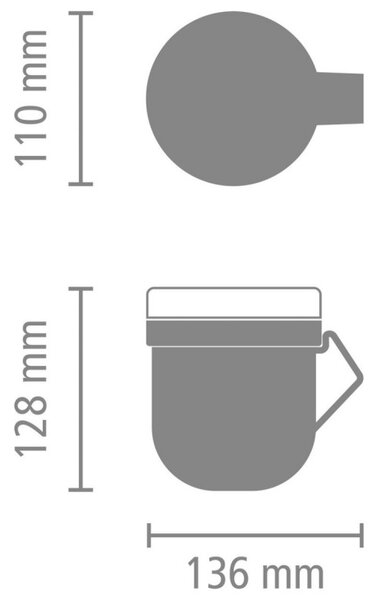 Чаша за супа с капак Brabantia Make&Take 1006295, 600+180 мл, Винтов капак, Без BPA, Сив