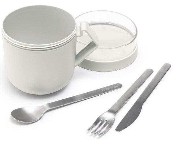 Чаша за супа с капак Brabantia Make&Take 1006295, 600+180 мл, Винтов капак, Без BPA, Сив