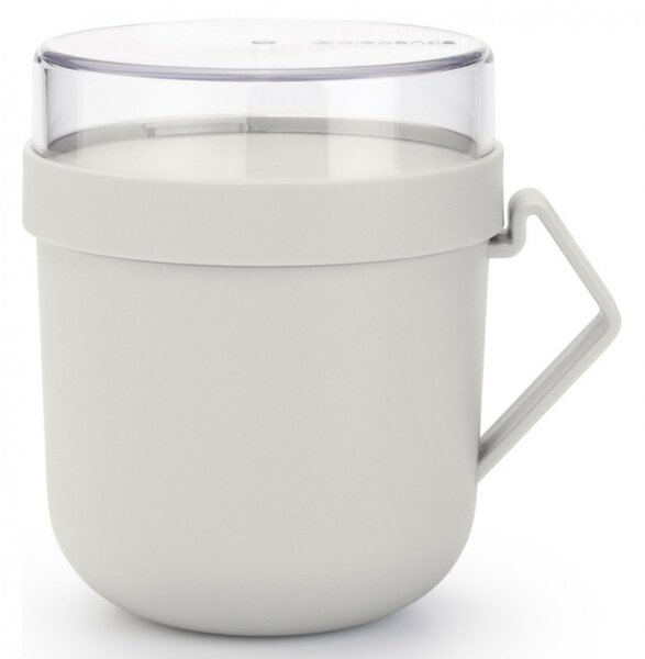 Чаша за супа с капак Brabantia Make&Take 1006295, 600+180 мл, Винтов капак, Без BPA, Сив