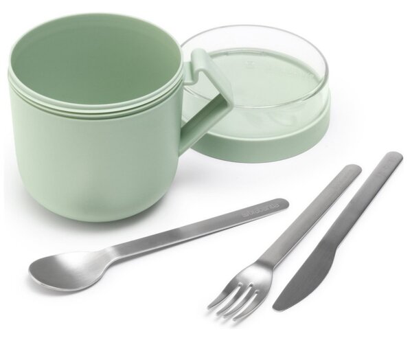 Чаша за супа с капак Brabantia Make&Take 1006294, 600+180 мл, Винтов капак, Без BPA, Зелен