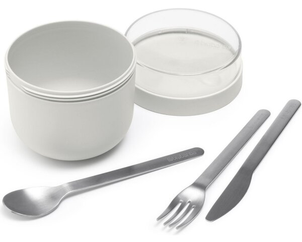 Купa за закуска Brabantia Make&Take 1006298, 500+180 мл, Винтово затваряне, Без BPA, Сив