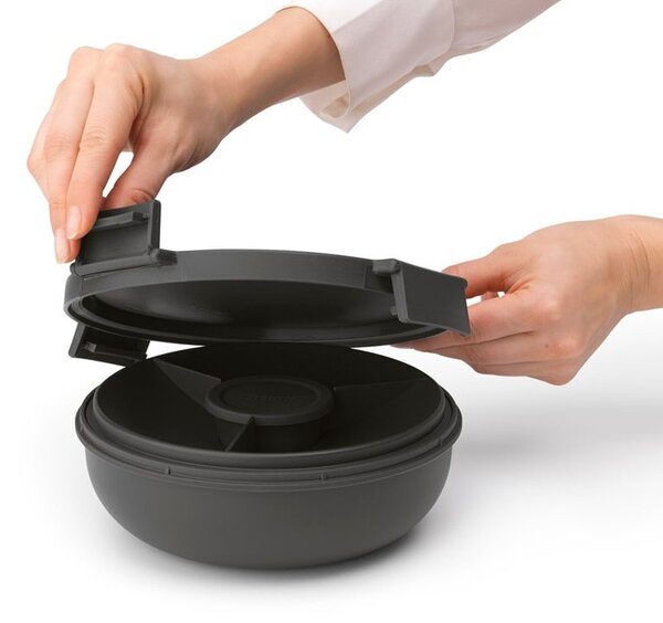 Купа за салата Brabantia Make&Take 1006302, 1.3 л, Херметично затваряне, Без BPA, Тъмносив