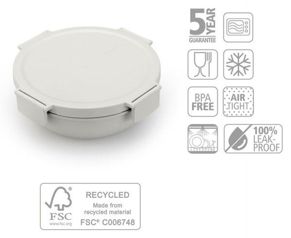 Купа за салата Brabantia Make&Take 1006304, 1.3 л, Херметично затваряне, Без BPA, Светлосив