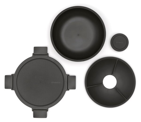 Купа за салата Brabantia Make&Take 1006302, 1.3 л, Херметично затваряне, Без BPA, Тъмносив