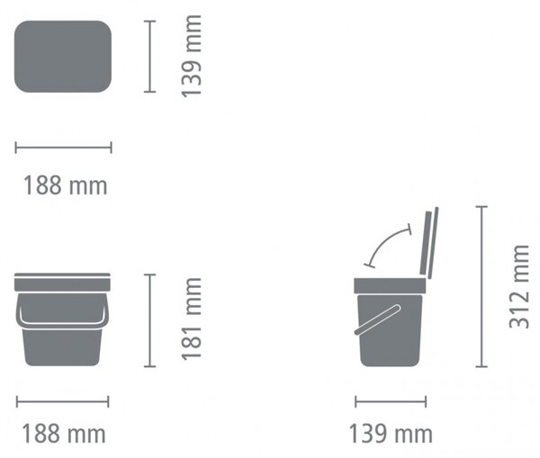 Кош за разделно събиране на боклук Brabantia Sort&Go 1003229, 3 л, Дръжка, Възможност за стенен монтаж, Тъмнозелен