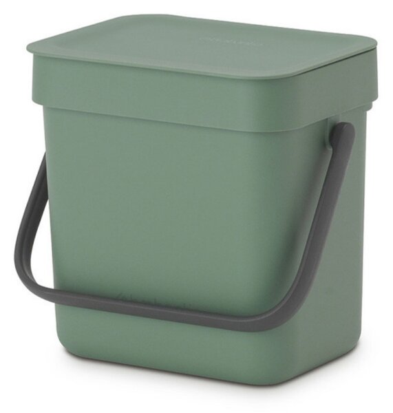 Кош за разделно събиране на боклук Brabantia Sort&Go 1003229, 3 л, Дръжка, Възможност за стенен монтаж, Тъмнозелен