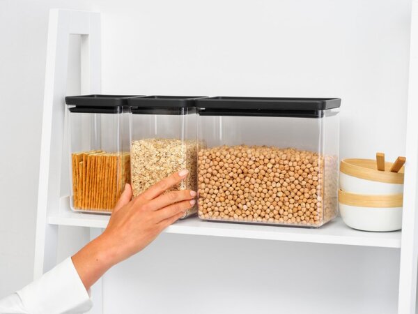Кутии за съхранение Brabantia Tasty+ Stackable 1008879, 2x1.6л+1x3.5л, Без BPA, Плътно затваряне, Тъмносив