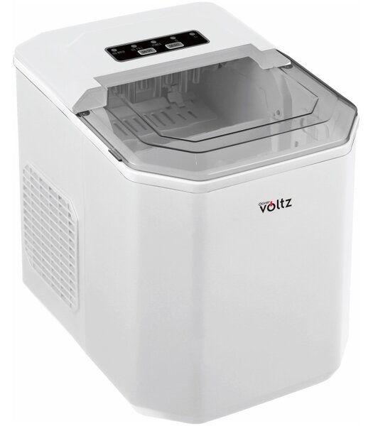 Ледогенератор Oliver Voltz OV51447B, 120W, 12 кг/24 часа, 1.3 л, 9 кубчета за цикъл работа, Индикатор за лед и вода, Бял