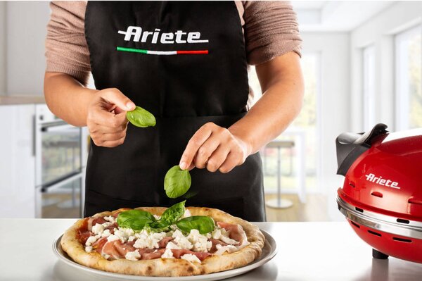 Електрическа фурна за пица Ariete "Пица за 4 минути" 0909/10, 1200W, 32 см, До 400C, 5 нива, Каменна плоча, Незалепващо покритие, Червен