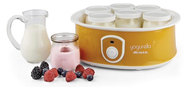 Уред за кисело мляко Ariete YOGURELLA 0617/00, 20 W, 1.3 л, 7 бурканчета, Разглобяем, Лесен за почистване, Жълт