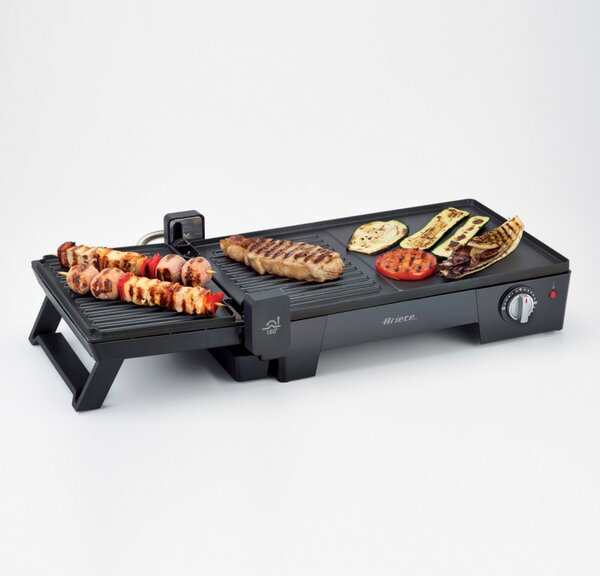 Електрическа скара 3в1 Ariete MULTI GRILL 1916/10, 2400 W, 60x25 см, Разтегателна повърхност, Термостат, Черен