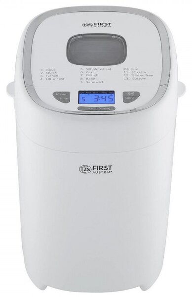 Хлебопекарна First Austria FA-5150-3, 550W, 13 програми, 2 размера, 3 нива на изпичане, Бял