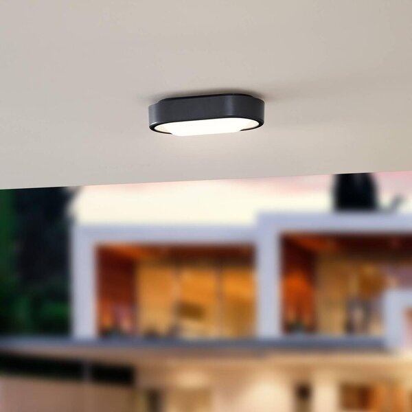 Lindby - Niniel Oval LED Външна Таванна Лампа Black/White Lindby