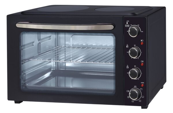 Готварска печка с керамичен плот Oliver Voltz OV51441E45, 4300 W, 45L, 90-230C, Вентилатор, Осветление, Черен