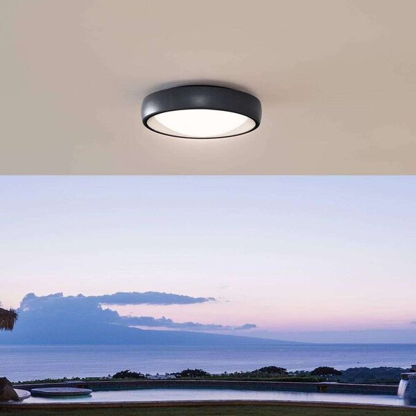 Lindby - Niniel Round LED Външна Таванна Лампа Black/White Lindby