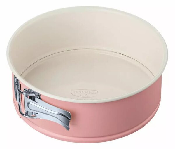 Форма за торта с падащо дъно Dr.Oetker Retro 4650, 18х8 см, Керамично незалепващо покритие, Въглеродна стомана, Розов