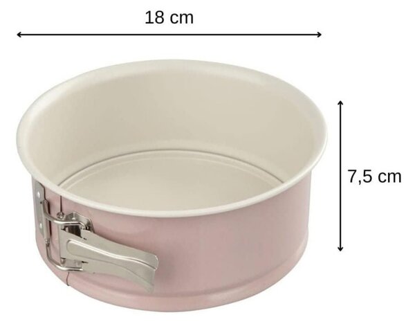 Форма за торта с падащо дъно Dr.Oetker Retro 4650, 18х8 см, Керамично незалепващо покритие, Въглеродна стомана, Розов
