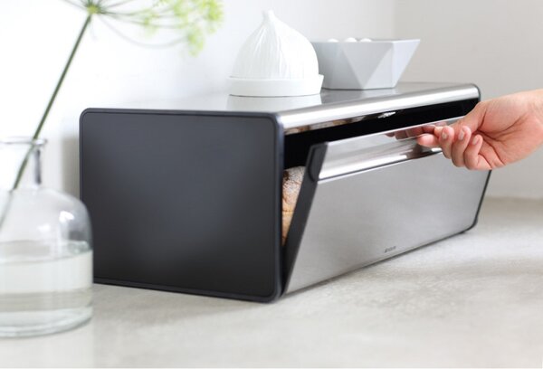 Кутия за хляб Brabantia Fall Front 646848, 18 л, 46.5х25 см, Стенен монтаж, Инокс