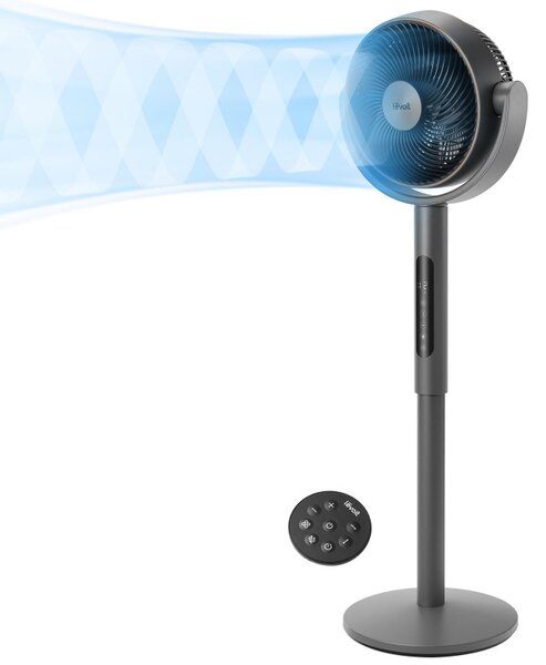 Циркулационен вентилатор Levoit Pedestal Circulator Fan LPF-R432-AEUR, 30W, 12 скорости, 4 режима, Осцилация 120C, Температурен сензор, Таймер, Дистанционно, Черен/златист