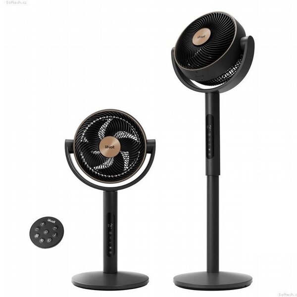 Циркулационен вентилатор Levoit Pedestal Circulator Fan LPF-R432-AEUR, 30W, 12 скорости, 4 режима, Осцилация 120C, Температурен сензор, Таймер, Дистанционно, Черен/златист