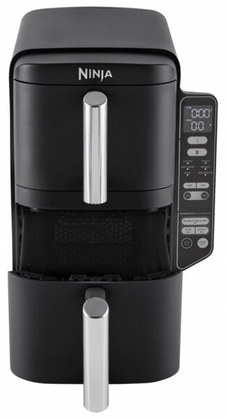 Фритюрник с горещ въздух Ninja SL300EU, 2470W, 7.6 л, 40-240C, 2 кошници, 6 програми, Синхронизирано готвене, Таймер, Автоматично спиране, Черен