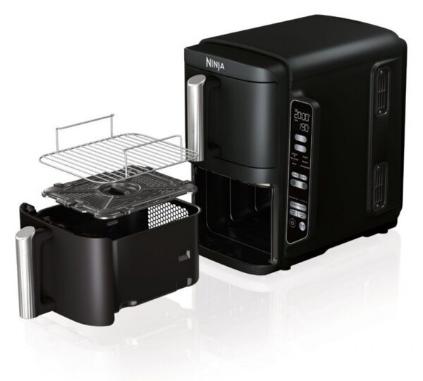 Фритюрник с горещ въздух Ninja SL300EU, 2470W, 7.6 л, 40-240C, 2 кошници, 6 програми, Синхронизирано готвене, Таймер, Автоматично спиране, Черен