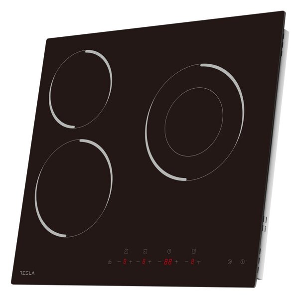 Стъклокерамичен плот за вграждане Tesla HV6300MB, 5700W, 9 степени, Таймер, Индикатор за гореща повърхност, Защита от деца, Черен
