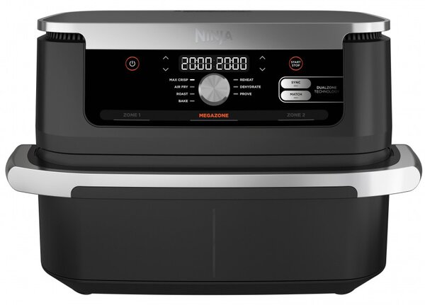 Двоен фритюрник с горещ въздух Ninja AF500EU, 10.4 л, 7 програми, Таймер, Независими зони, Черен/Инокс
