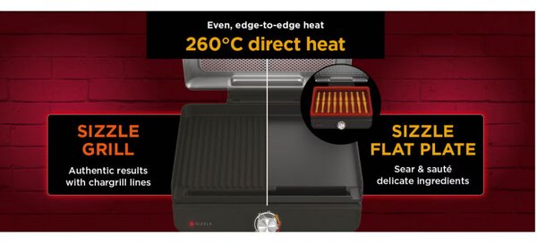 Електрическа скара Ninja GR101EU, 1450W, 28х37 см, Бързо загряване, 60-260C, 2 Плочи, Черен