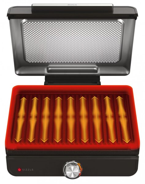 Електрическа скара Ninja GR101EU, 1450W, 28х37 см, Бързо загряване, 60-260C, 2 Плочи, Черен