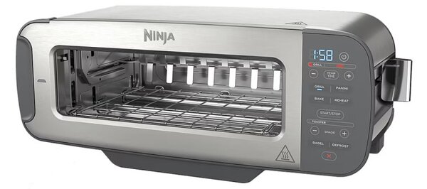 Тостер 3в1 Ninja ST202EU, 2400W, 7 програми, Температурен контрол, Грил, Размразяване, Претопляне, Хоризонтална работа, Сребрист