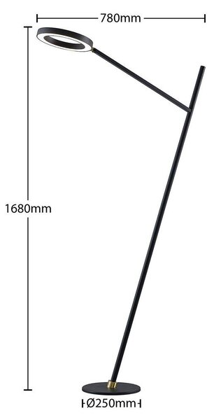 Lucande - Nimbe LED Подова Лампа Dim. Черно Lucande