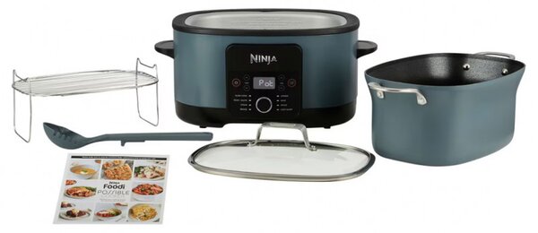 Мултикукър Ninja Foodi PossibleCooker 8in1 MC1001EU, 1200W, 8 л, 8 програми, Керамично покритие, Таймер, Triple Fusion Heat, Син/черен
