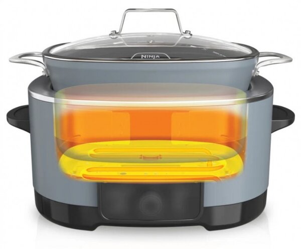 Мултикукър Ninja Foodi PossibleCooker 8in1 MC1001EU, 1200W, 8 л, 8 програми, Керамично покритие, Таймер, Triple Fusion Heat, Син/черен