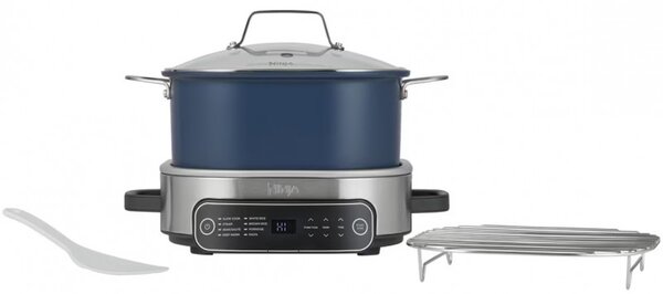 Мултикукър Ninja MC1101EU, 1400W, 6 л, 8 програми, Таймер, Студени дръжки и основа, Среднощно синьо