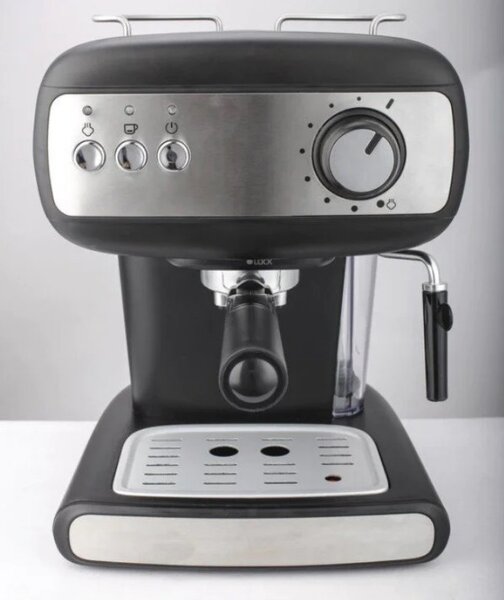 Еспресо машина Crown CEM-1525, 850W, 15 bar, 1.2 л, Подгряване на чаши, Пара, Подвижен резервоар, Крема диск, Черен