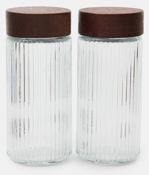 Sinsay - Комплект рифеловани съдове за подправки 2 pack - clear
