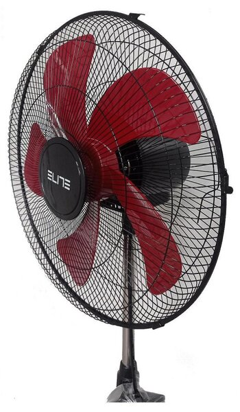 Вентилатор Elite EFS-1304, 100W, 45 см, 3 скорости, 5 перки, Кръгла основа, Черен/Червен