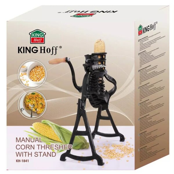 Чугунена мелница за царевица Kinghoff KH 1841, 60 кг/ч, Регулируем отвор, Черен
