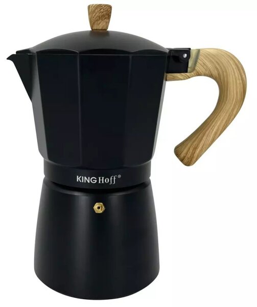 Кубинска кафеварка Kinghoff KH 1887, 9 чаши, 450 мл, Алуминий, Индукция, Черен