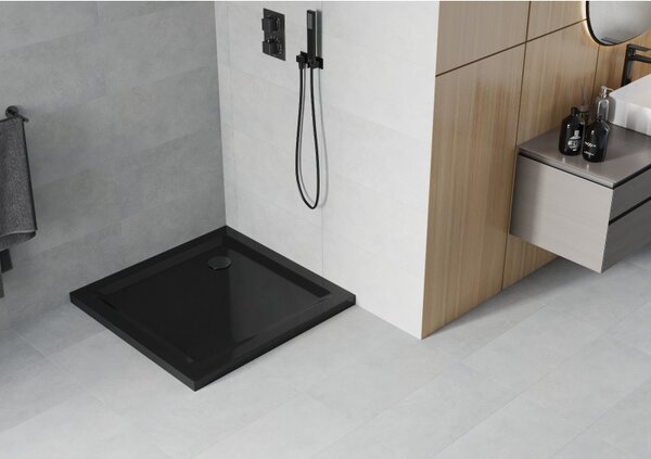 Mexen Flat квадратен душов поддушник slim 80 x 80 см, черен, сифон черен - 40708080B