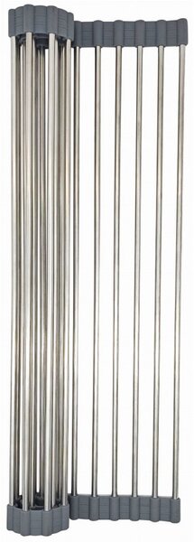 Постелка за сушене на съдове Kinghoff KH 1903, 45х32 см, Устойчива на корозия, Силиконви краища, Неплъзгаща се, Сгъваема, Инокс/сив