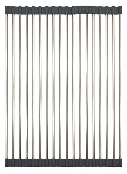 Постелка за сушене на съдове Kinghoff KH 1903, 45х32 см, Устойчива на корозия, Силиконви краища, Неплъзгаща се, Сгъваема, Инокс/сив