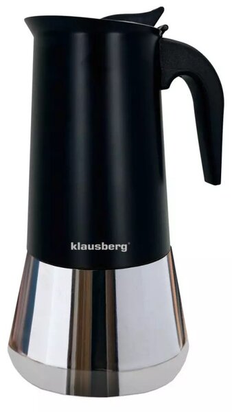 Кубинска кафеварка Klausberg KB 7847, 12 чаши, 600 мл, Неръждаема стомана, Индукция, Черен/Инокс