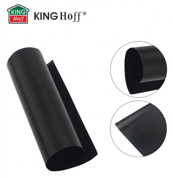 Комплект 3 бр подложки за печене Kinghoff KH 1920, За барбекю/скара, PTFE незалепващо покритие, 40х33 см, Устойчива до 200C, Черен