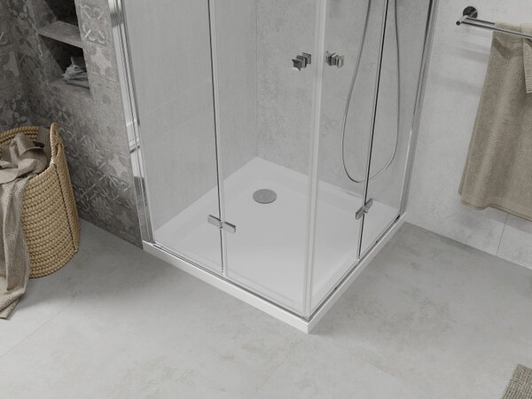 Mexen Lima Двукабинен сгъваем душ 90 x 90 см, прозрачен, хром + корито Flat