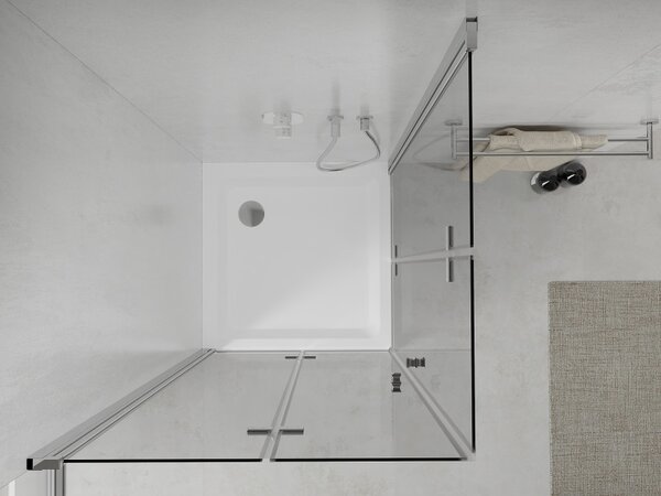 Mexen Lima Двукабинен сгъваем душ 90 x 90 см, прозрачен, хром + корито Flat