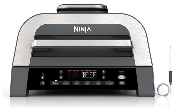 Електрическа скара 6в1 Ninja Foodi Smart DG551EU, 1760W, 6 режима на готвене, Фритюрник 3.8 л, Съд за готвене 3.8 л, Грил, 260C MAX, Инокс/черен