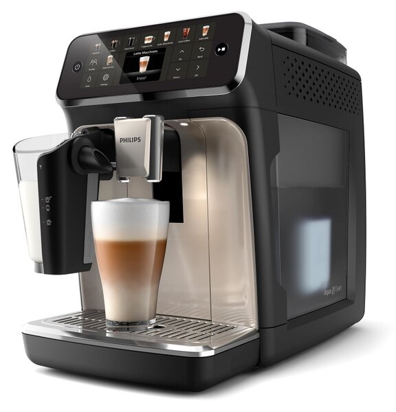 Кафеавтомат Philips EP5547/90 LatteGo, 1500W, 15 bar, 1.8 л, 20 напитки, Керамична мелачка с 12 нива, TFT, AquaClean, SilentBrew, AromaExtract, ExtraShot, Черен/Бежов